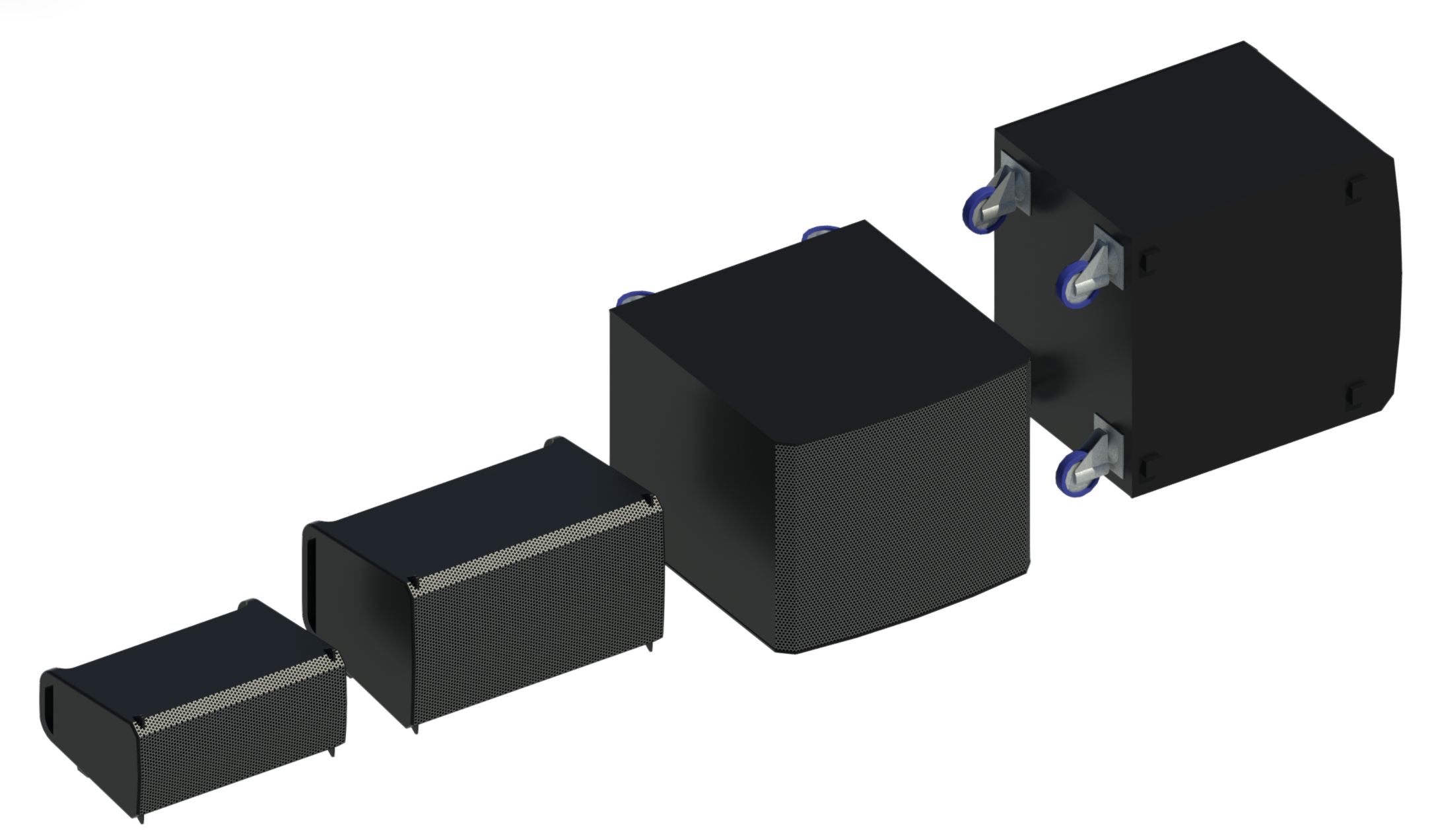 Revit render of two L Class loudspeakers and subwoofers.